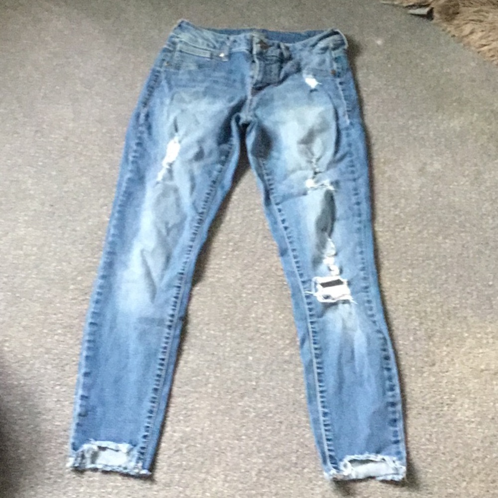 Maurices Blue Skinny Jeans Distressed Ankle Length